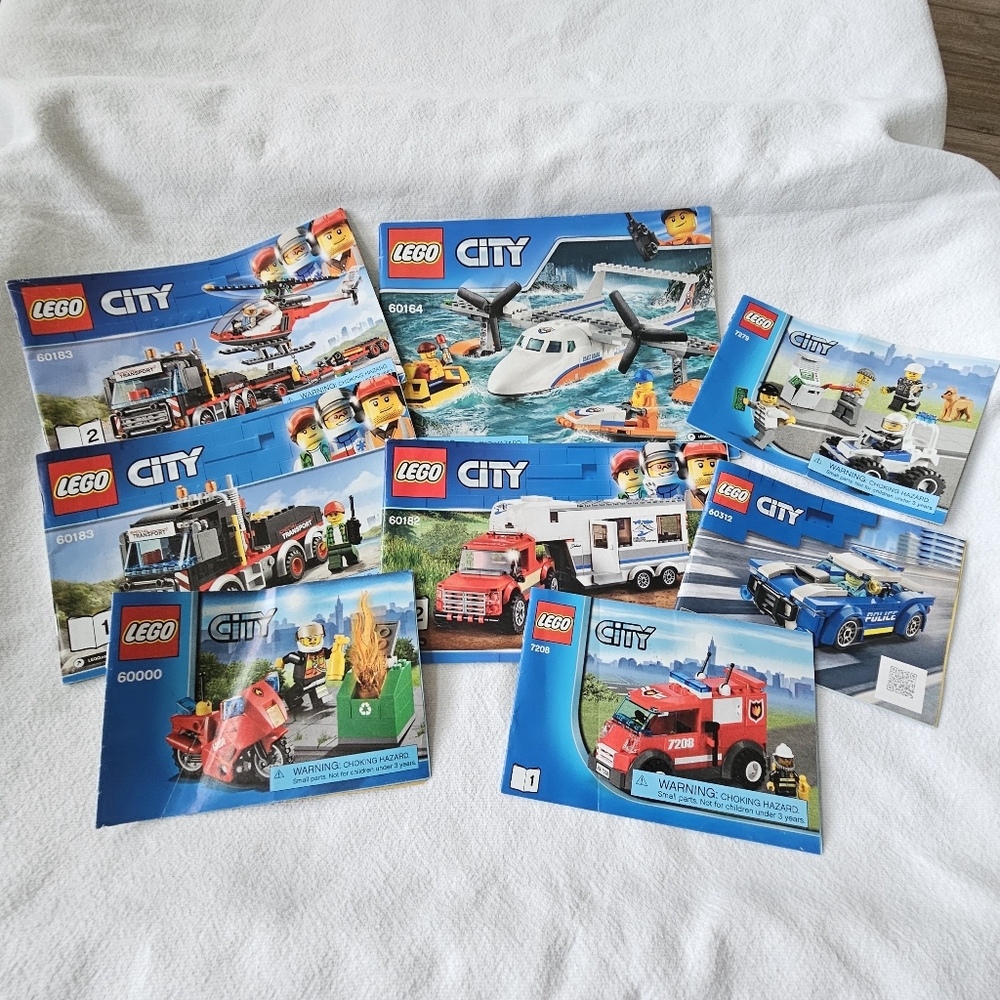8 LEGO City Transport Fire Police Criminals Vehicles Instruction Manuals Only